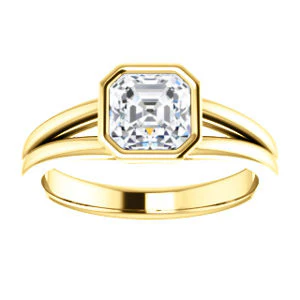CZ Wedding Set, featuring The Bernadine engagement ring (Customizable Bezel-set Asscher Cut with V-Split Band) - Image 5