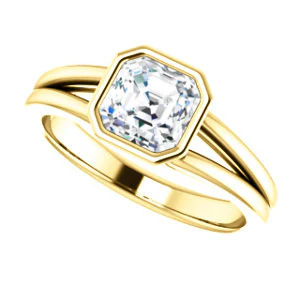 CZ Wedding Set, featuring The Bernadine engagement ring (Customizable Bezel-set Asscher Cut with V-Split Band) - Image 7