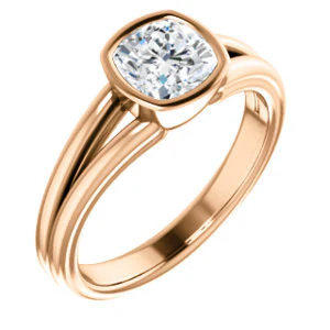 CZ Wedding Set, featuring The Bernadine engagement ring (Customizable Bezel-set Cushion Cut with V-Split Band) - Image 10