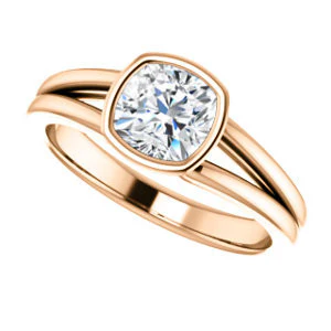 CZ Wedding Set, featuring The Bernadine engagement ring (Customizable Bezel-set Cushion Cut with V-Split Band) - Image 13