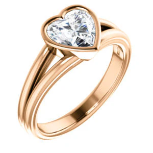 CZ Wedding Set, featuring The Bernadine engagement ring (Customizable Bezel-set Heart Cut with V-Split Band) - Image 10