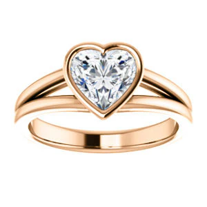 CZ Wedding Set, featuring The Bernadine engagement ring (Customizable Bezel-set Heart Cut with V-Split Band) - Image 11