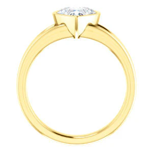 CZ Wedding Set, featuring The Bernadine engagement ring (Customizable Bezel-set Heart Cut with V-Split Band) - Image 3