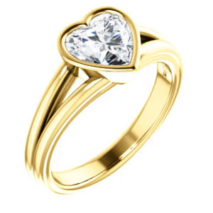 CZ Wedding Set, featuring The Bernadine engagement ring (Customizable Bezel-set Heart Cut with V-Split Band) - Image 6