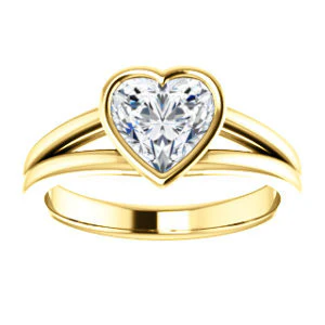 CZ Wedding Set, featuring The Bernadine engagement ring (Customizable Bezel-set Heart Cut with V-Split Band) - Image 7