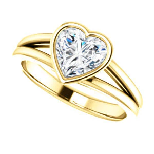CZ Wedding Set, featuring The Bernadine engagement ring (Customizable Bezel-set Heart Cut with V-Split Band) - Image 9