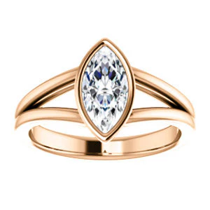 CZ Wedding Set, featuring The Bernadine engagement ring (Customizable Bezel-set Marquise Cut with V-Split Band) - Image 11