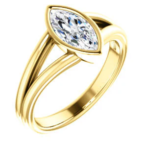 CZ Wedding Set, featuring The Bernadine engagement ring (Customizable Bezel-set Marquise Cut with V-Split Band) - Image 6