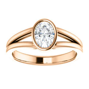 CZ Wedding Set, featuring The Bernadine engagement ring (Customizable Bezel-set Oval Cut with V-Split Band) - Image 11