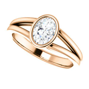 CZ Wedding Set, featuring The Bernadine engagement ring (Customizable Bezel-set Oval Cut with V-Split Band) - Image 13