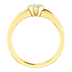 CZ Wedding Set, featuring The Bernadine engagement ring (Customizable Bezel-set Oval Cut with V-Split Band) - Image 3