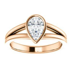 CZ Wedding Set, featuring The Bernadine engagement ring (Customizable Bezel-set Pear Cut with V-Split Band) - Image 11