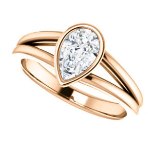 CZ Wedding Set, featuring The Bernadine engagement ring (Customizable Bezel-set Pear Cut with V-Split Band) - Image 13