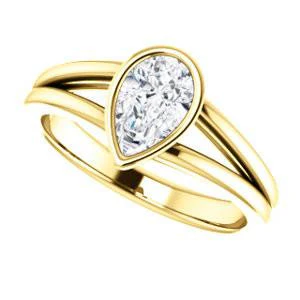 CZ Wedding Set, featuring The Bernadine engagement ring (Customizable Bezel-set Pear Cut with V-Split Band) - Image 9