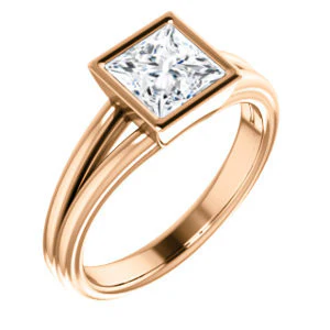 CZ Wedding Set, featuring The Bernadine engagement ring (Customizable Bezel-set Princess Cut with V-Split Band) - Image 10