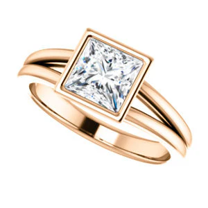 CZ Wedding Set, featuring The Bernadine engagement ring (Customizable Bezel-set Princess Cut with V-Split Band) - Image 13