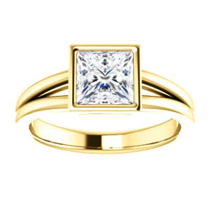 CZ Wedding Set, featuring The Bernadine engagement ring (Customizable Bezel-set Princess Cut with V-Split Band) - Image 7