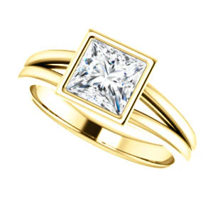 CZ Wedding Set, featuring The Bernadine engagement ring (Customizable Bezel-set Princess Cut with V-Split Band) - Image 9