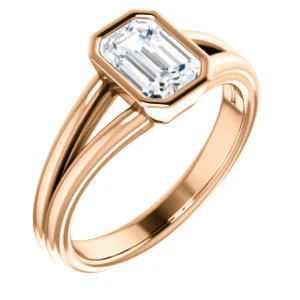 CZ Wedding Set, featuring The Bernadine engagement ring (Customizable Bezel-set Radiant Cut with V-Split Band) - Image 10
