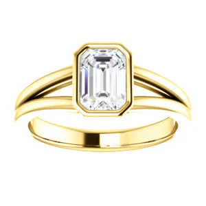 CZ Wedding Set, featuring The Bernadine engagement ring (Customizable Bezel-set Radiant Cut with V-Split Band) - Image 7