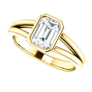 CZ Wedding Set, featuring The Bernadine engagement ring (Customizable Bezel-set Radiant Cut with V-Split Band) - Image 9