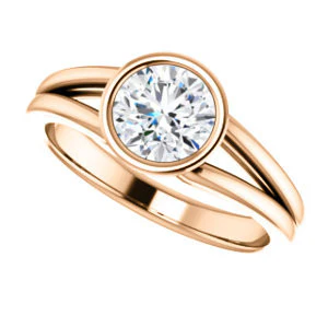 CZ Wedding Set, featuring The Bernadine engagement ring (Customizable Bezel-set Round Cut with V-Split Band) - Image 13