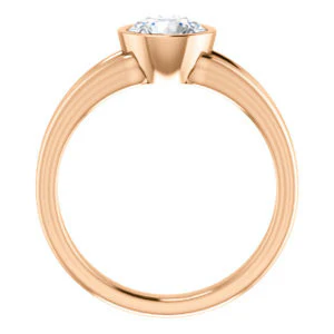 CZ Wedding Set, featuring The Bernadine engagement ring (Customizable Bezel-set Round Cut with V-Split Band) - Image 5