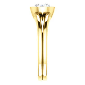 CZ Wedding Set, featuring The Bernadine engagement ring (Customizable Bezel-set Round Cut with V-Split Band) - Image 8