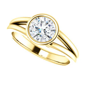 CZ Wedding Set, featuring The Bernadine engagement ring (Customizable Bezel-set Round Cut with V-Split Band) - Image 9