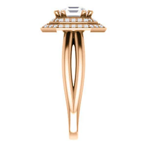 CZ Wedding Set, featuring The Brielle engagement ring (Customizable Asscher Cut Cathedral Double-Halo with Curved Split-Band) - Image 12