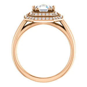 CZ Wedding Set, featuring The Brielle engagement ring (Customizable Asscher Cut Cathedral Double-Halo with Curved Split-Band) - Image 3