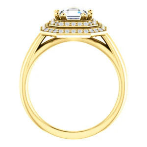CZ Wedding Set, featuring The Brielle engagement ring (Customizable Asscher Cut Cathedral Double-Halo with Curved Split-Band) - Image 5