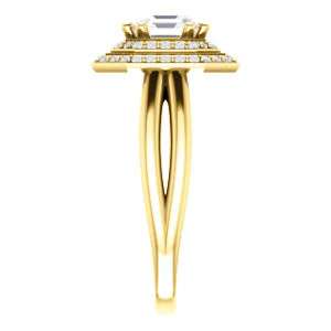 CZ Wedding Set, featuring The Brielle engagement ring (Customizable Asscher Cut Cathedral Double-Halo with Curved Split-Band) - Image 8