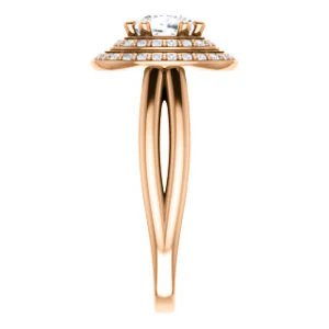 CZ Wedding Set, featuring The Brielle engagement ring (Customizable Cushion Cut Cathedral Double-Halo with Curved Split-Band) - Image 12