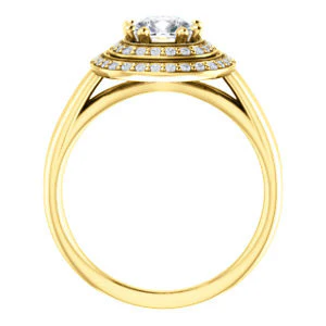 CZ Wedding Set, featuring The Brielle engagement ring (Customizable Cushion Cut Cathedral Double-Halo with Curved Split-Band) - Image 3