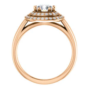 CZ Wedding Set, featuring The Brielle engagement ring (Customizable Cushion Cut Cathedral Double-Halo with Curved Split-Band) - Image 5