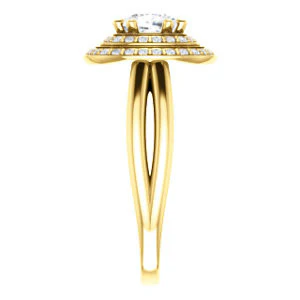 CZ Wedding Set, featuring The Brielle engagement ring (Customizable Cushion Cut Cathedral Double-Halo with Curved Split-Band) - Image 8