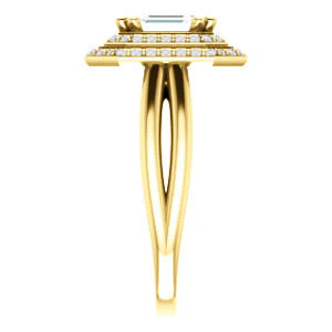 CZ Wedding Set, featuring The Brielle engagement ring (Customizable Emerald Cut Cathedral Double-Halo with Curved Split-Band) - Image 8