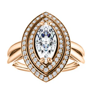CZ Wedding Set, featuring The Brielle engagement ring (Customizable Marquise Cut Cathedral Double-Halo with Curved Split-Band) - Image 11