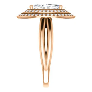 CZ Wedding Set, featuring The Brielle engagement ring (Customizable Marquise Cut Cathedral Double-Halo with Curved Split-Band) - Image 12