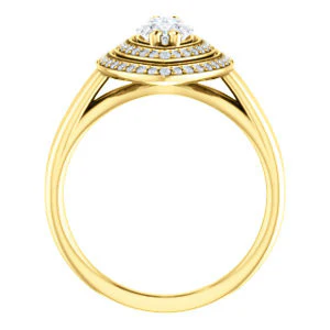 CZ Wedding Set, featuring The Brielle engagement ring (Customizable Marquise Cut Cathedral Double-Halo with Curved Split-Band) - Image 3