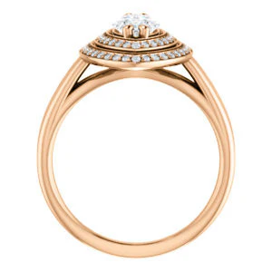 CZ Wedding Set, featuring The Brielle engagement ring (Customizable Marquise Cut Cathedral Double-Halo with Curved Split-Band) - Image 5