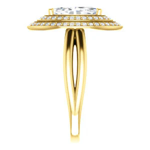 CZ Wedding Set, featuring The Brielle engagement ring (Customizable Marquise Cut Cathedral Double-Halo with Curved Split-Band) - Image 8