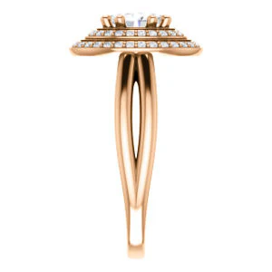 CZ Wedding Set, featuring The Brielle engagement ring (Customizable Oval Cut Cathedral Double-Halo with Curved Split-Band) - Image 12