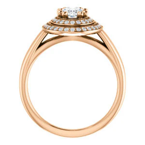 CZ Wedding Set, featuring The Brielle engagement ring (Customizable Oval Cut Cathedral Double-Halo with Curved Split-Band) - Image 3