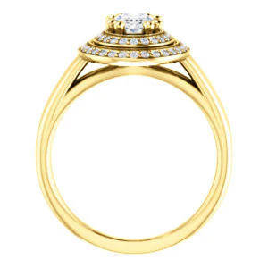 CZ Wedding Set, featuring The Brielle engagement ring (Customizable Oval Cut Cathedral Double-Halo with Curved Split-Band) - Image 5