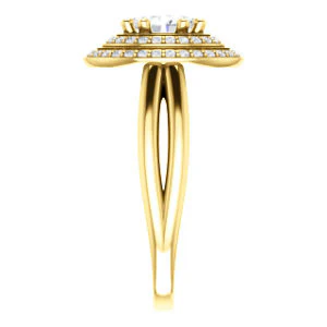 CZ Wedding Set, featuring The Brielle engagement ring (Customizable Oval Cut Cathedral Double-Halo with Curved Split-Band) - Image 8