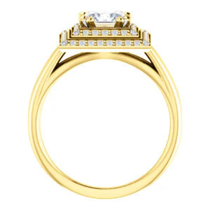 CZ Wedding Set, featuring The Brielle engagement ring (Customizable Princess Cut Cathedral Double-Halo with Curved Split-Band) - Image 3