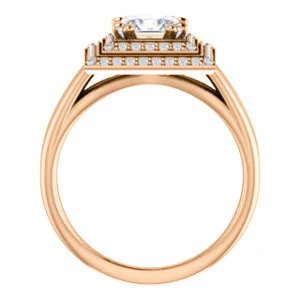 CZ Wedding Set, featuring The Brielle engagement ring (Customizable Princess Cut Cathedral Double-Halo with Curved Split-Band) - Image 5