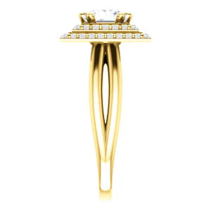 CZ Wedding Set, featuring The Brielle engagement ring (Customizable Princess Cut Cathedral Double-Halo with Curved Split-Band) - Image 8